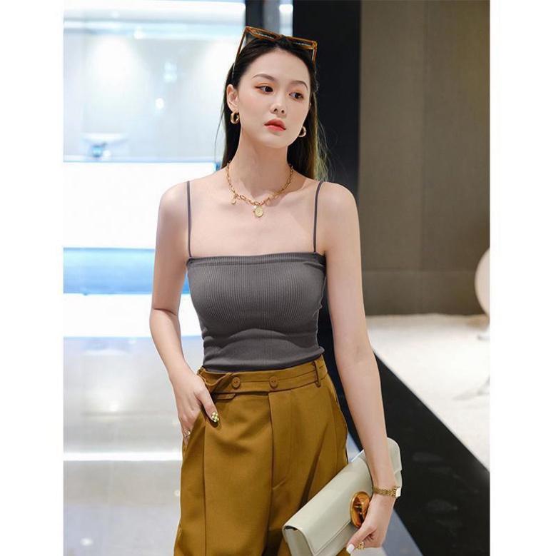 Áo Bra Nữ Quây Tăm 2 Dây Dáng Dài Có Mút Lót Gam Màu Patstel Quyến Rũ - 1880 mầu đen trắng coco land deal hot