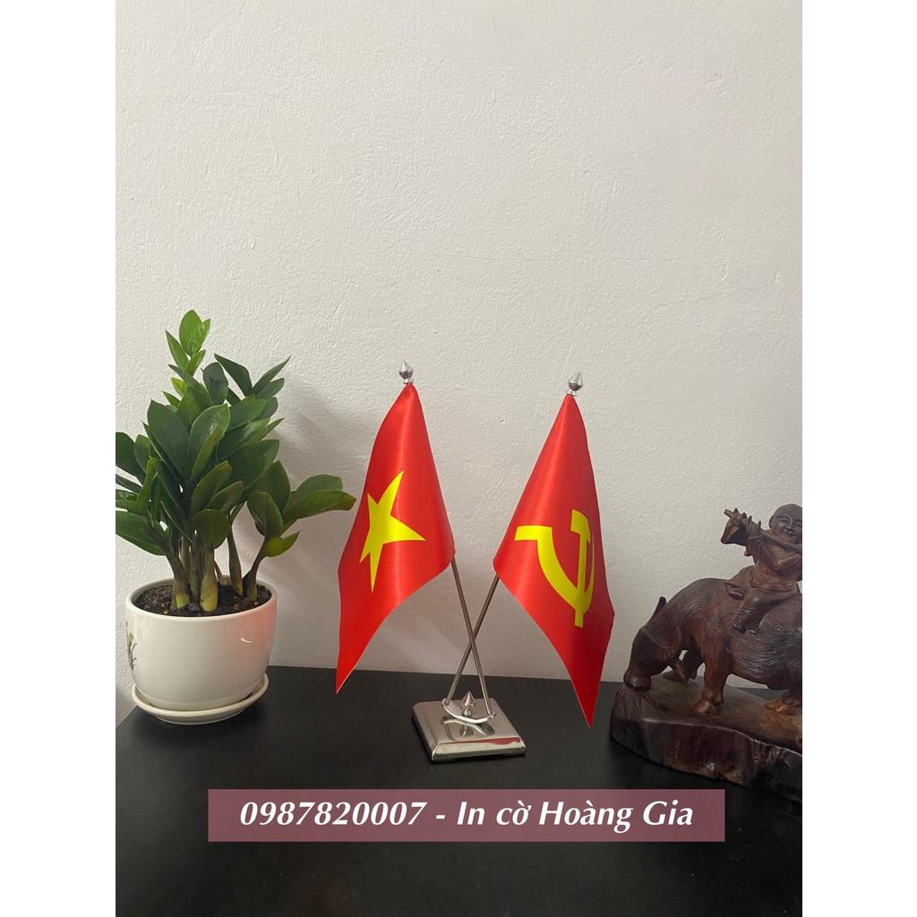 Cờ để bàn inox dáng chữ X đế vuông Việt Nam - Đảng