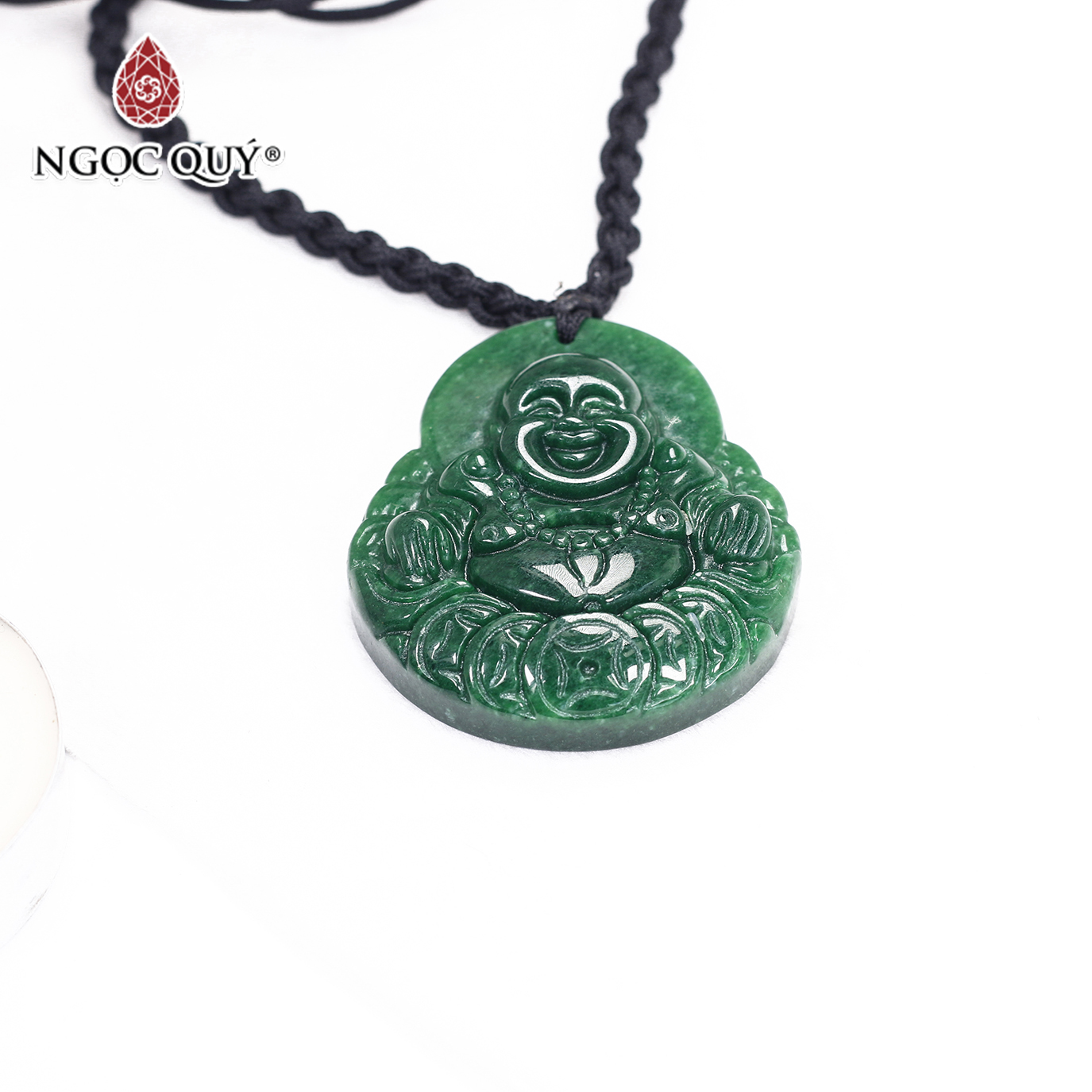 Mặt dây chuyền di lặc cẩm thạch sơn thủy 43x48mm mệnh hỏa, mộc - Ngọc Quý Gemstones