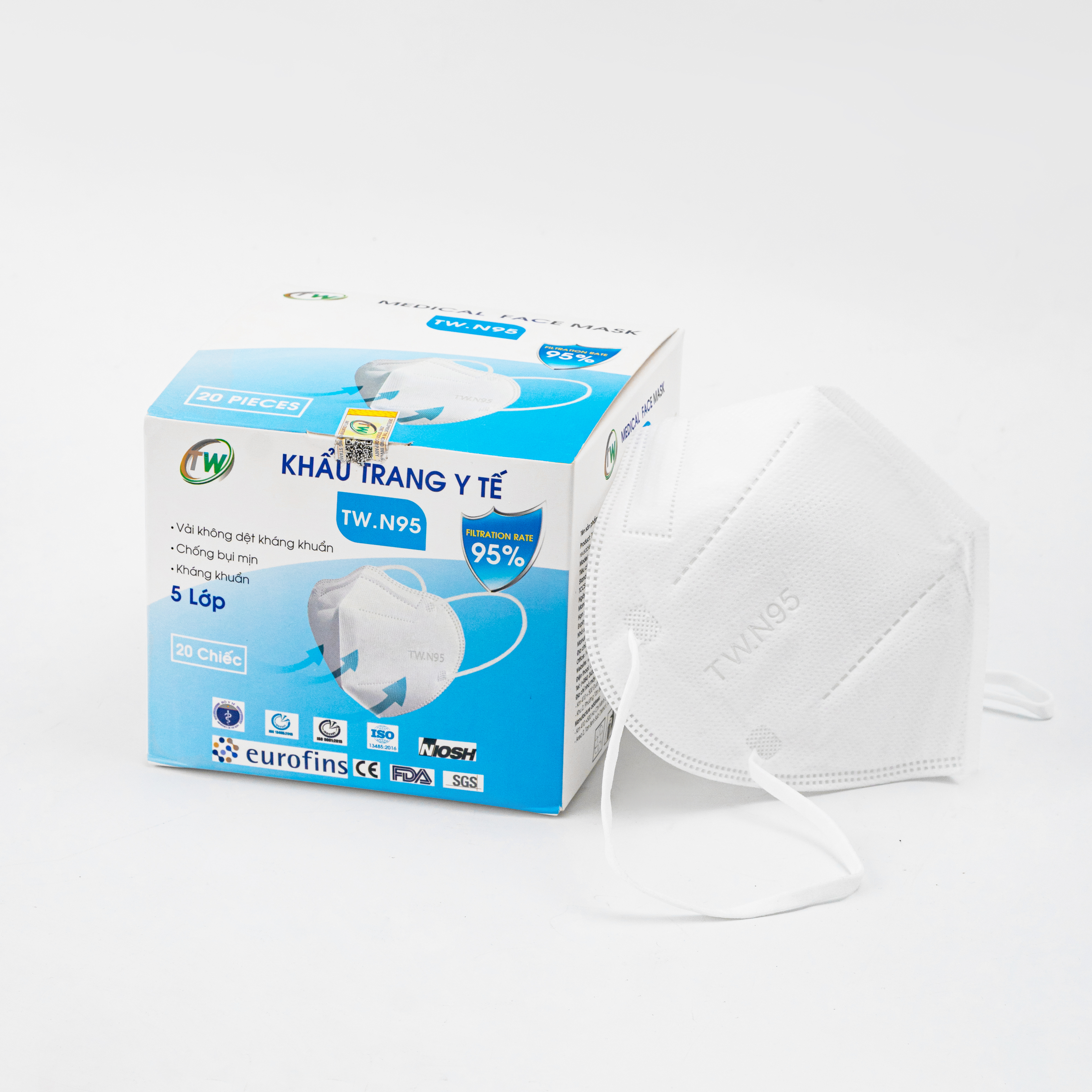Khẩu trang TW N95 5 lớp kháng khuẩn, chống bụi mịn