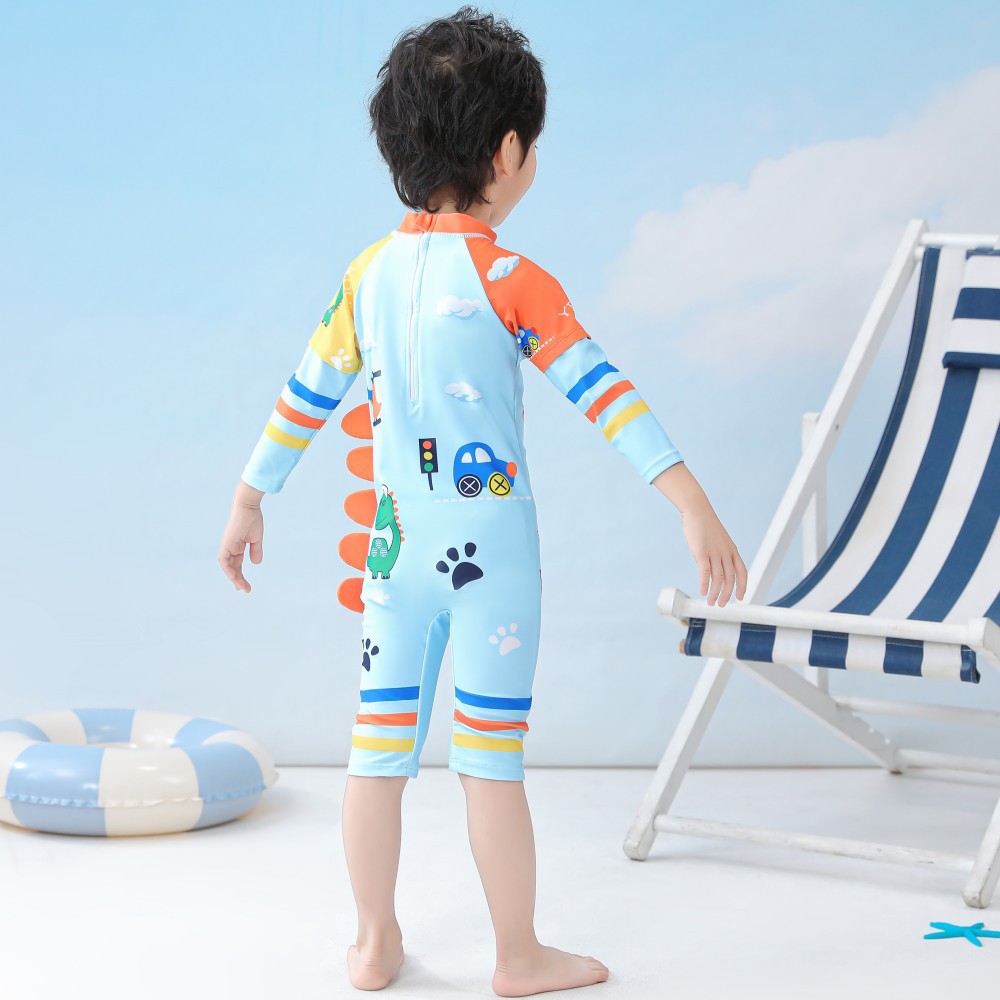 ĐỒ BƠI LIỀN THÂN CHO BÉ HÌNH KHỦNG LONG XANH DƯƠNG KÈM MŨ