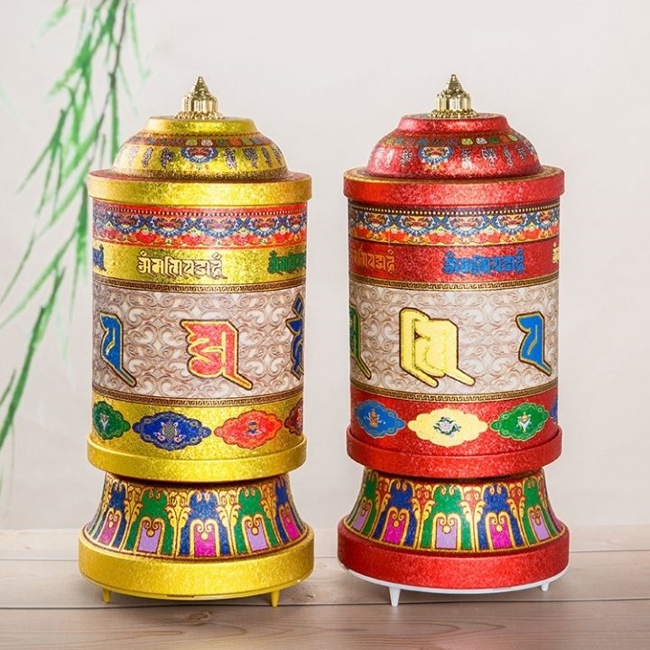 Kinh luân quay tự động bằng điện - Bánh xe cầu nguyện có 41 bài hát có sẵn cao 30cm