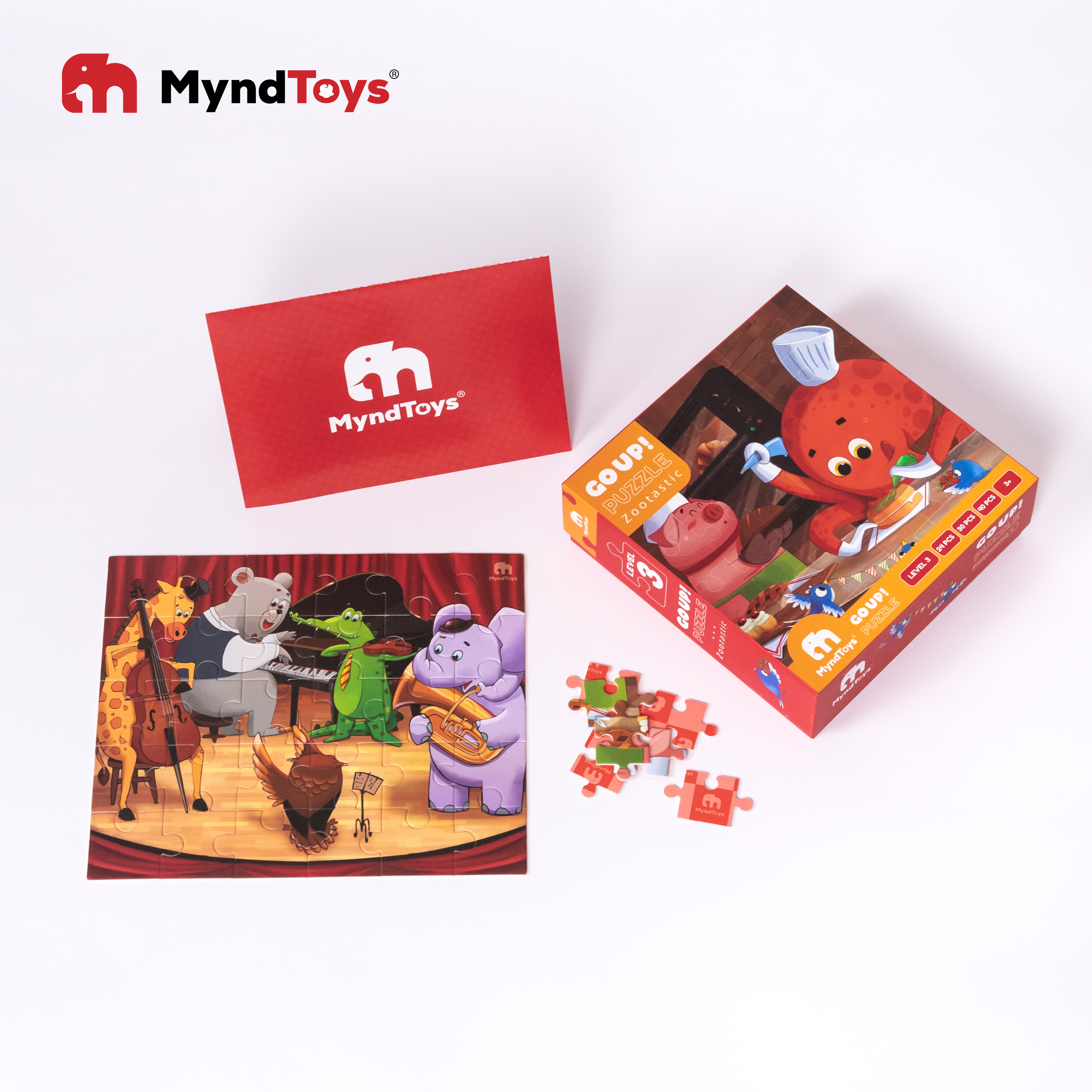 Đồ chơi giáo dục, bộ xếp Hình Myndtoys Go Up! Puzzle Level 3 - Zootastic