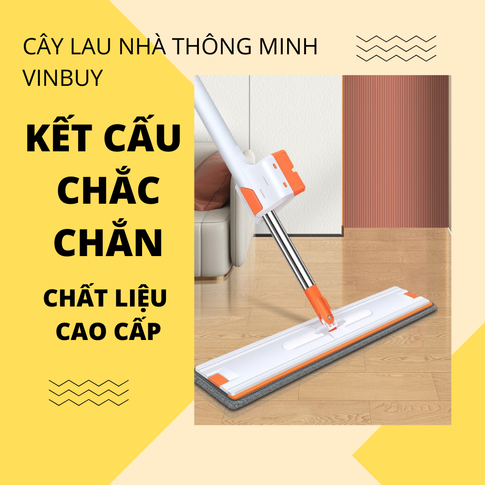 Cây Lau Nhà Tự Vắt Thông Minh Đa Năng VinBuy, Vắt Khô Đến 95%, Chổi Lau Nhà 360 Độ, Sau Sạch Khô Nhanh – Hàng Chính Hãng