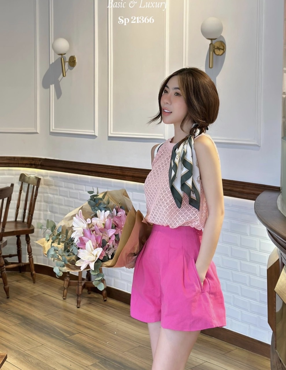 SET ÁO LƯỚI SÁT NÁCH MÀU PASTEL XUYÊN THẤU + QUẦN GIẢ VÁY NGẮN SHORTS ỐNG RỘNG LƯNG CAO ĐI CHƠI TIỆC DẠO PHỐ ĐI BIỂN ĐI LÀM CÔNG SỞ