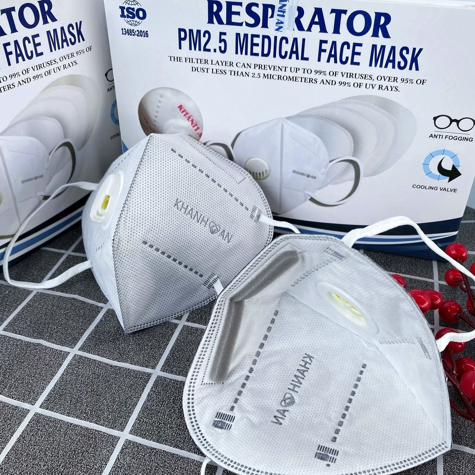 Khẩu trang y tế N95 có van thở Khánh An kháng khuẩn ngăn bụi mịn
