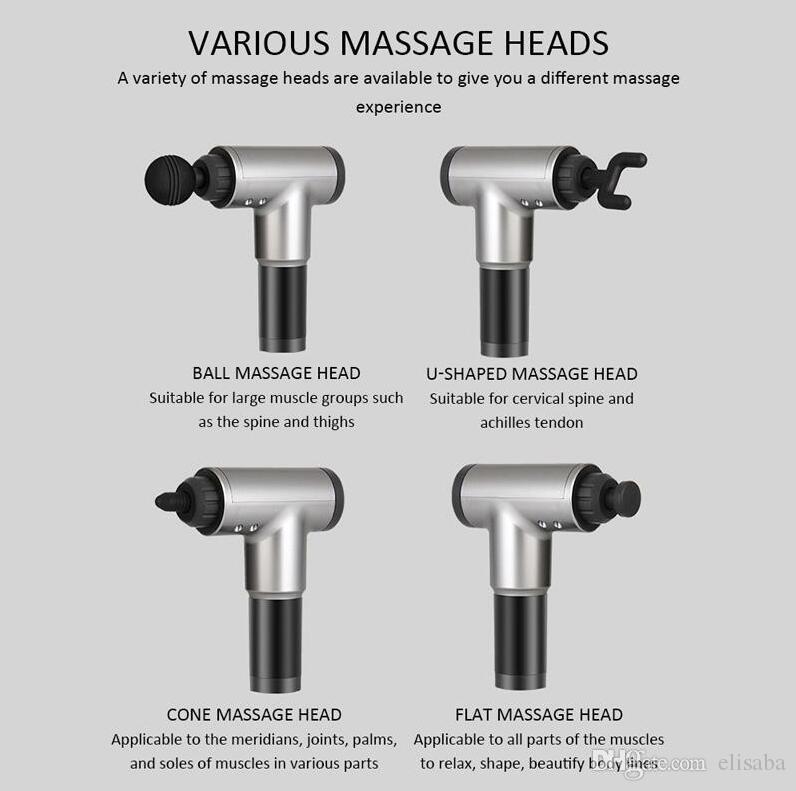 Máy massage cầm tay cổ vai gáy, súng massage toàn thân 4 đầu 6 chế độ Fasscial GUn , giúp giảm đau vai gáy, giãn cơ sau tập ,trị liệu đau mỏi vai gáy