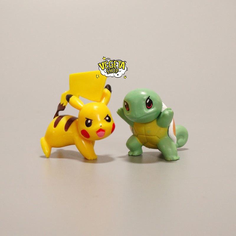 Mô hình Pikachu - Trọn bộ 8 mô hình Pikachu Bubasaur Squirtle Eevee Psyduck Rowlet - Cao khoảng 3.5 ~ 5cm