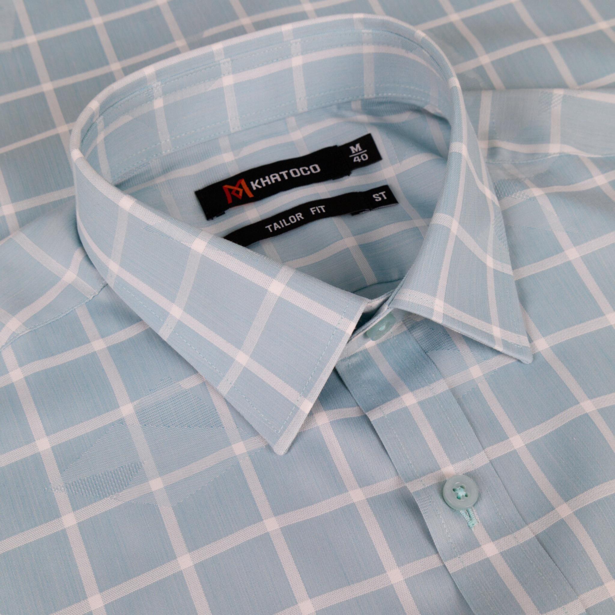 Áo sơ mi nam KHATOCO Tailor Fit ngắn tay A1MN538T2-CNCR734-2703-N