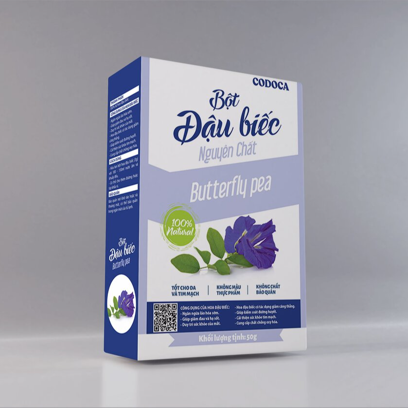 Bột Hoa Đậu Biếc Codoca Nguyên Chất Sấy Lạnh Bột tạo màu tự nhiên, an toàn