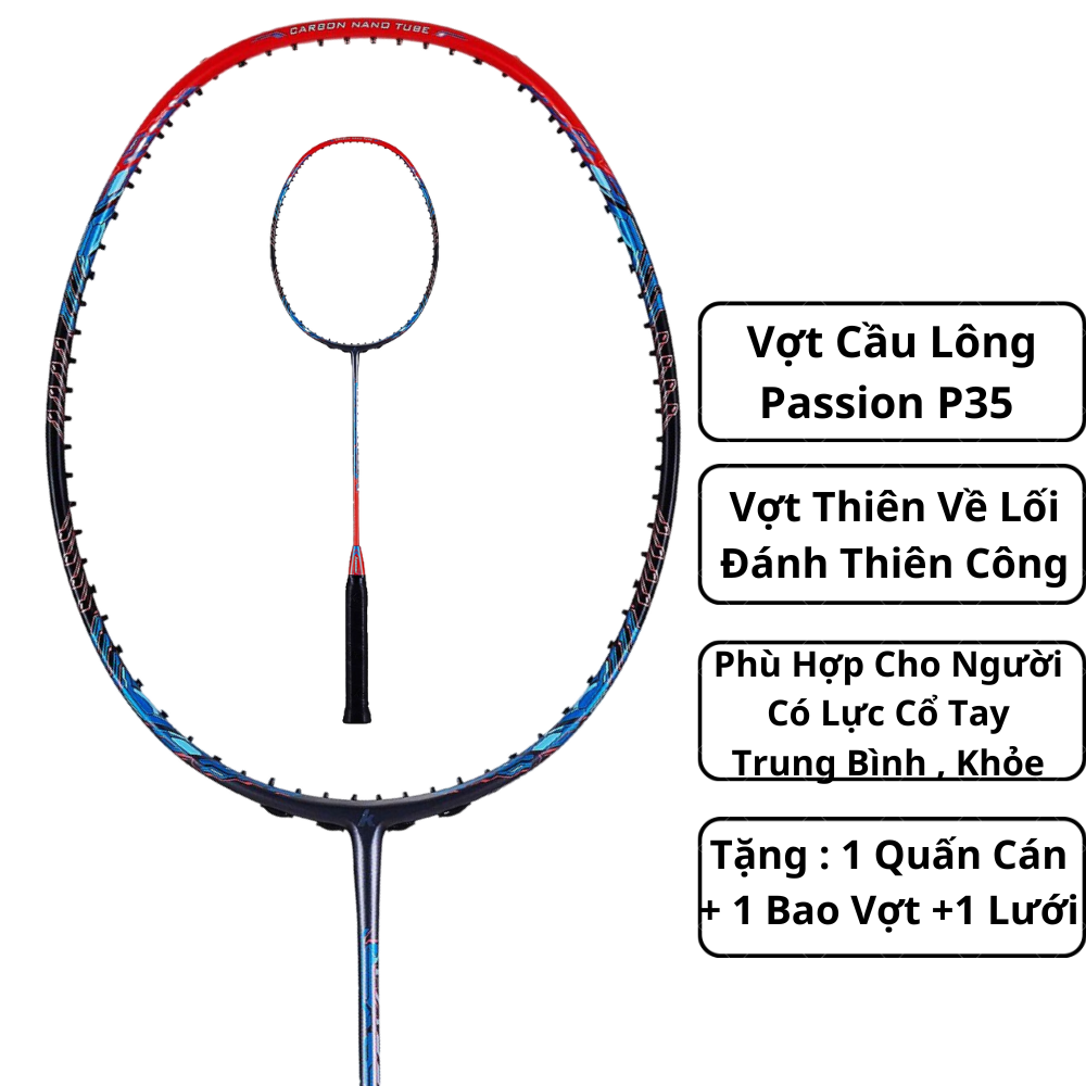 Vợt Cầu Lông Passion P35 Xanh Cam - Vợt Dành Cho Những Bạn Chơi Về Lối Đánh Thiên Công