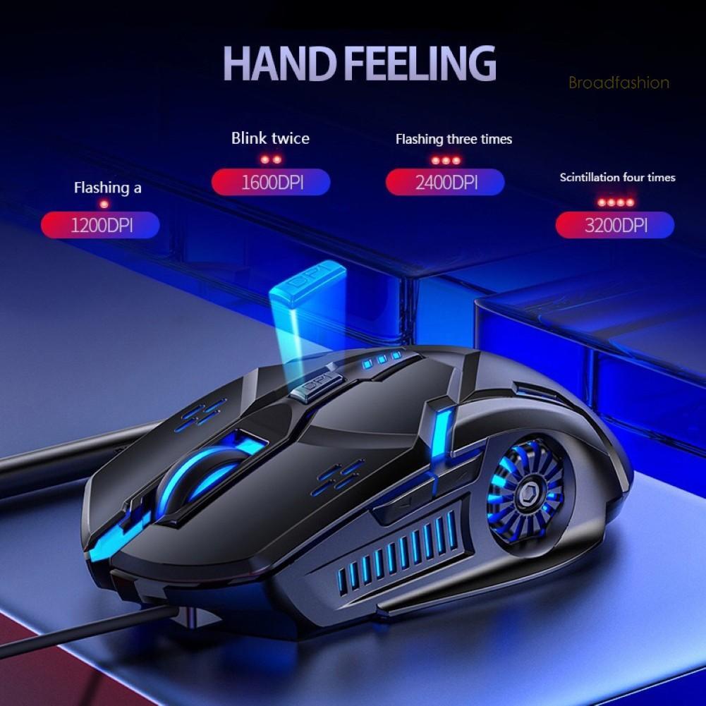Chuột Máy Tính Có Dây Đèn Led 6 Nút 3200dpi