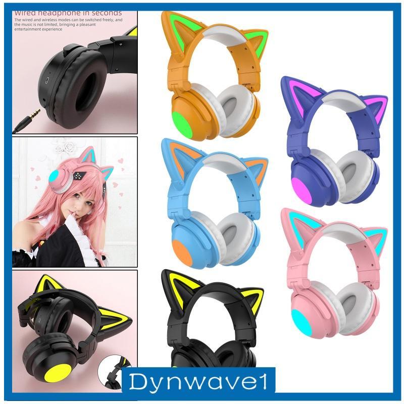 Tai Nghe Chơi Game Kết Nối Không Dây Bluetooth 5.0 Chống Ồn Hoạ Tiết Tai Mèo Dễ Thương Cho Bé Gái