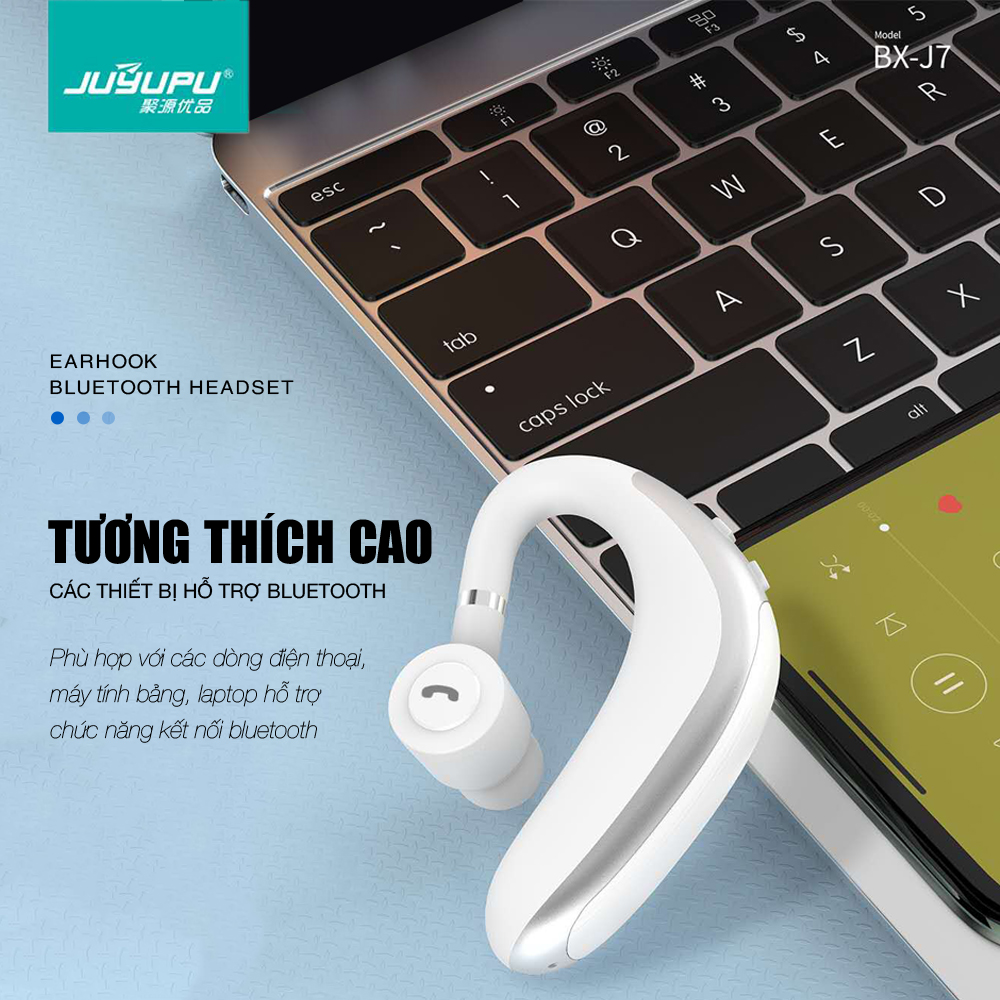 Tai nghe không dây JUYUPU BXJ7 cao cấp bluetooth V5.0 xoay 360 độ móc tai dành cho iPhone Samsung OPPO VIVO HUAWEI XIAOMI - HÀNG CHÍNH HÃNG