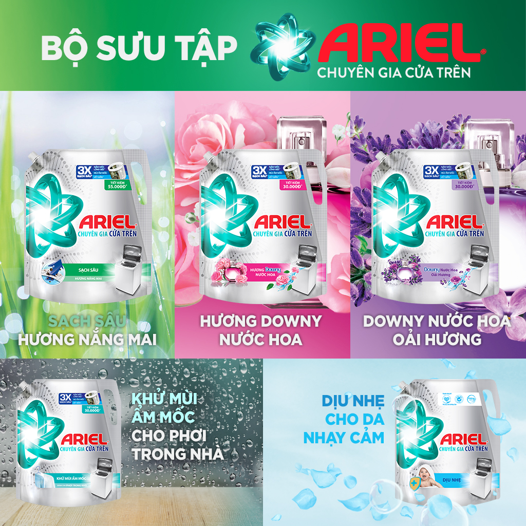 Combo 2 Nước Giặt ARIEL Matic Chuyên Gia Cửa Trên Túi 3.25KG/3.2KG