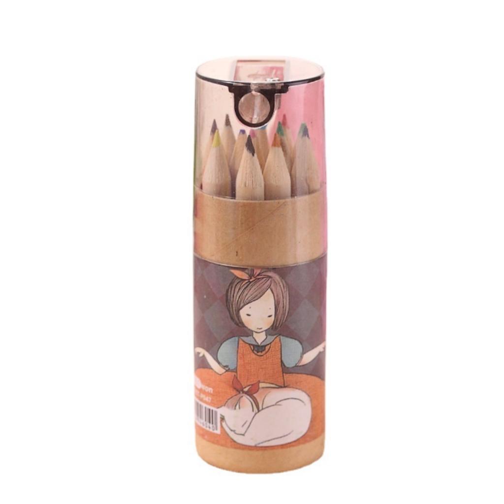 Combo 12 cây bút chì màu Classy mini, có kèm theo chuốt chì, tiện lợi mang theo đi học đi làm PK1138