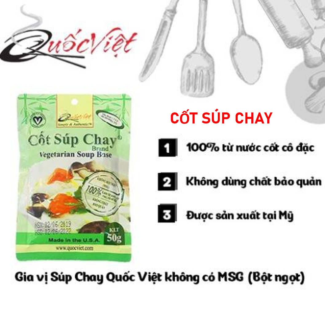 COMBO 2 Gói Gia Vị Nấu Súp Chay Cốt Quốc Việt - 2 x 50g - gia vị dành cho món ăn thuần chay - VN10507