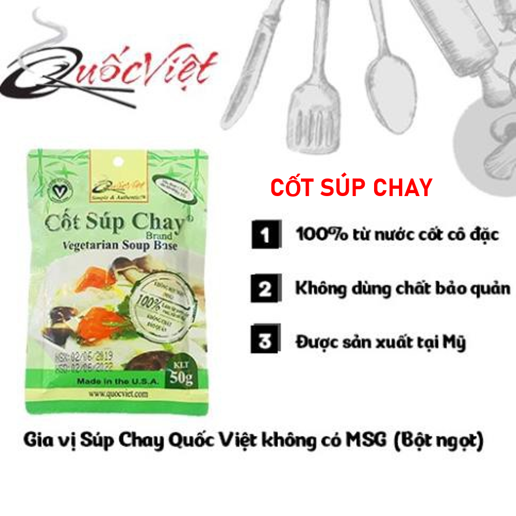 COMBO 2 Gói Gia Vị Nấu Súp Chay Cốt Quốc Việt - 2 x 50g -  gia vị dành cho món ăn thuần chay - VN10507