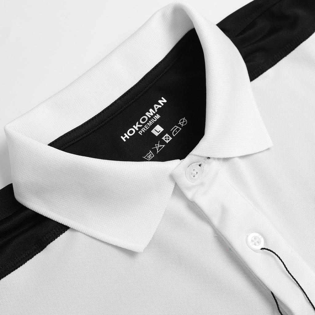 Hình ảnh Áo polo nam thời trang FASHION EKING CLOTHING x HOKO thiết kế phối màu trắng sọc - chất liệu Poli Cá Sấu