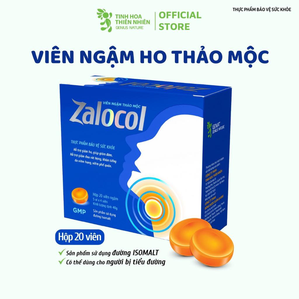 Viên ngậm thảo mộc Zalocol ( 20 viên) Hỗ trợ giảm ho, giúp giảm đờm, giảm đau rát họng, khản tiếng - Genat