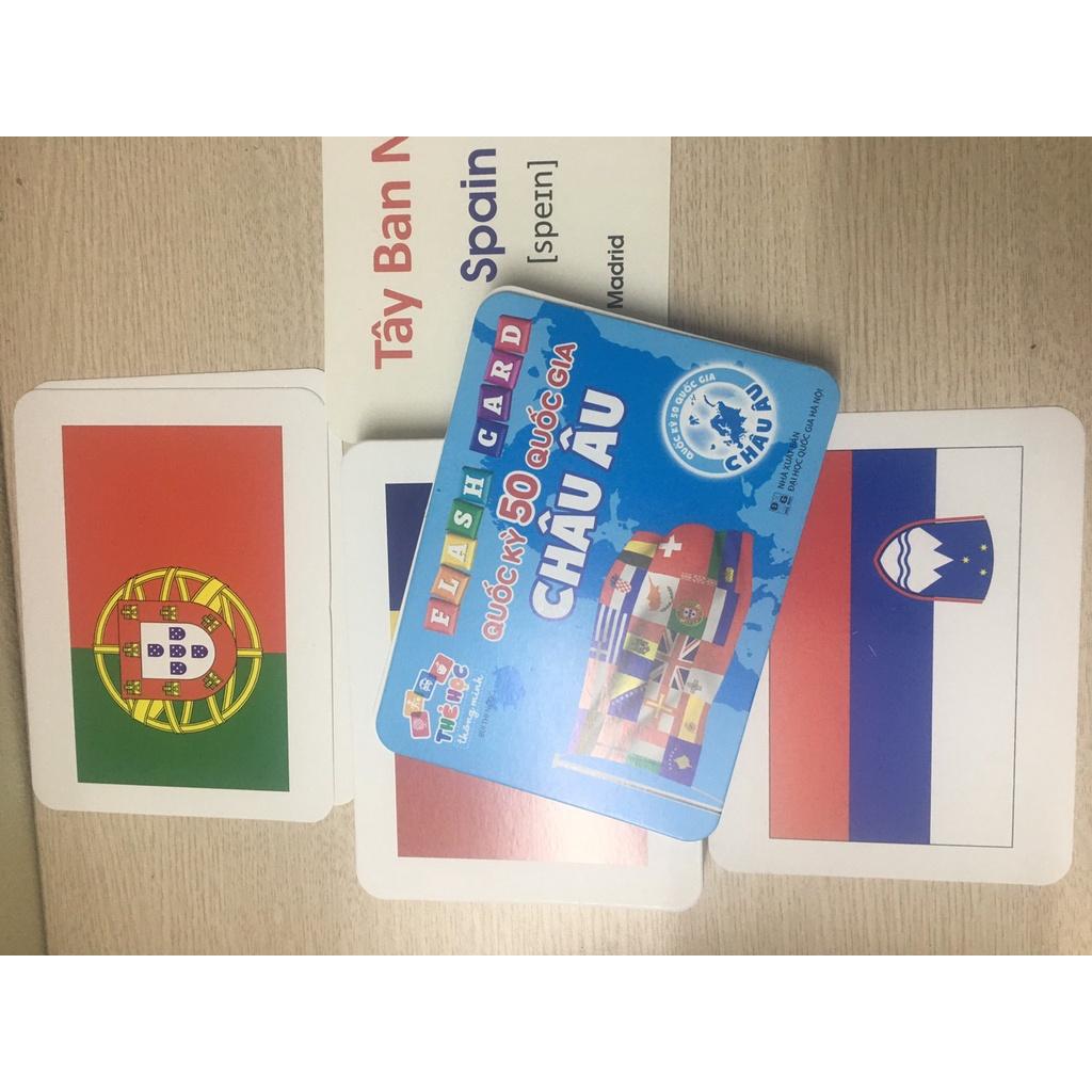 Flashcards,Thẻ Học Thông Minh Song Ngữ Anh Việt Giúp Bé Nhận Biết Quốc Kỳ 50 Quốc Gia Châu Âu