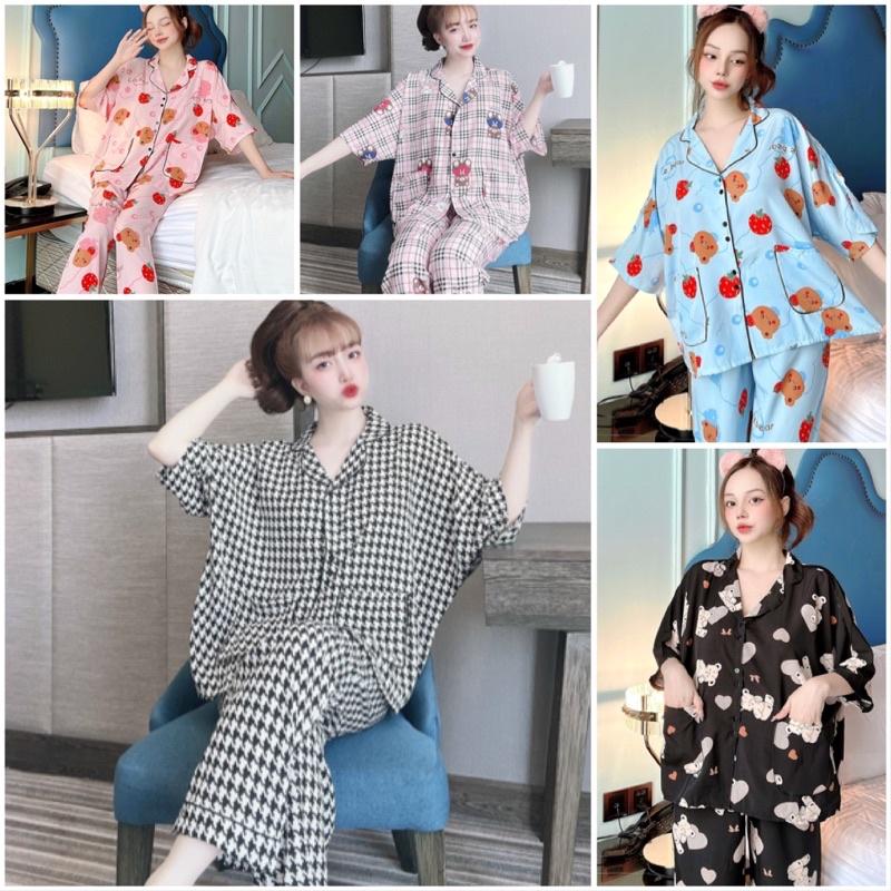 Bigsize 55-100kg đồ ngủ đồ bộ pijama mặc nhà cực Xinh chất Lụa hàn, lụa manggo Cao Cấp