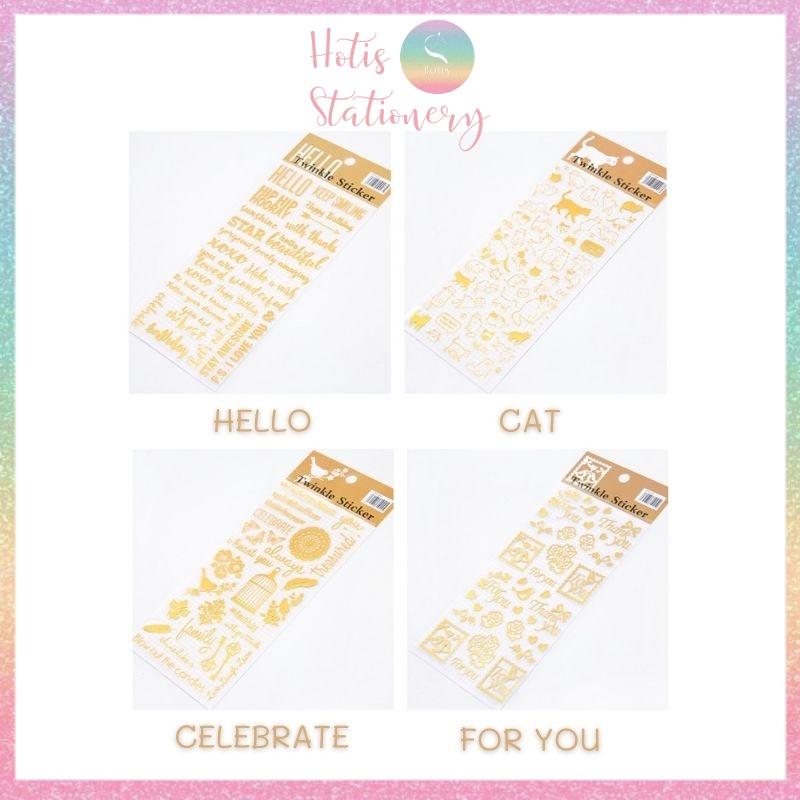 Twinkle sticker vintage, nhãn dán ánh vàng lấp lánh, phong cách cổ điển