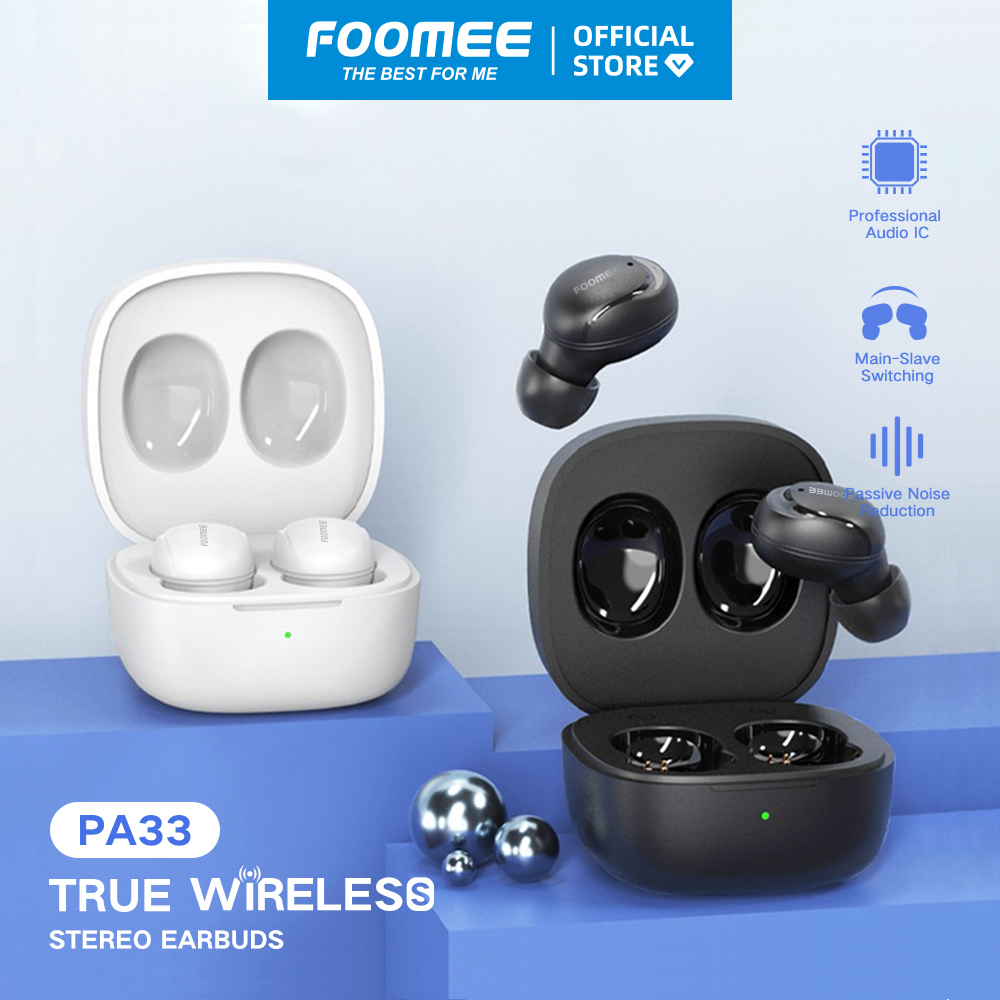 Tai Nghe Bluetooth Chống Ồn FOOMEE PA33 - Màu Đen/Trắng - Cảm Ứng Vân Tay - Hàng chính hãng