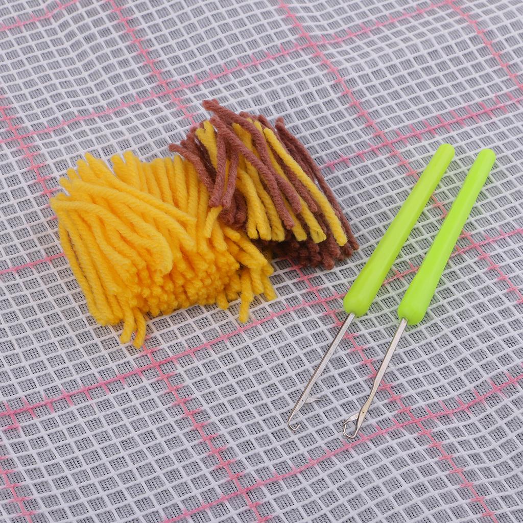 DIY Latch Hook Kit Embroidery Needlework Supplies for Tapestry Carpet Rug Pillow Mat Cushion 75x57cm
