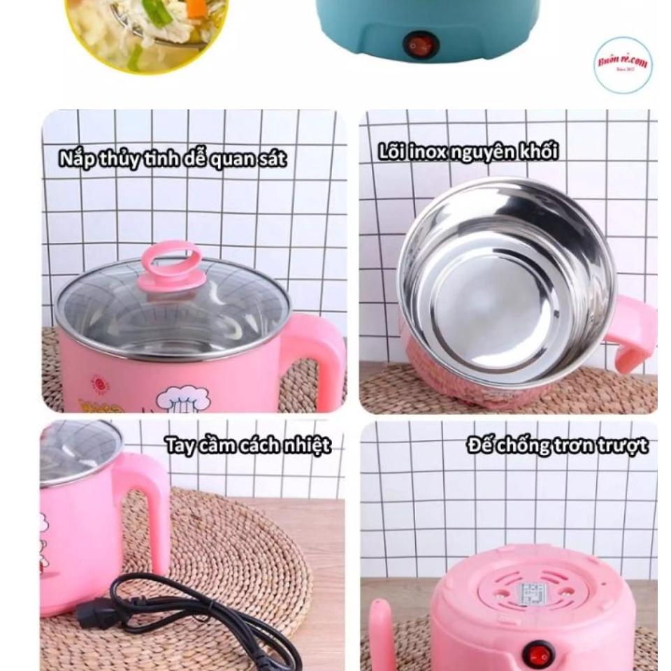 Nồi điện nấu mì luộc trứng cực nhanh - Ca nấu mì siêu tốc, nồi lẩu điện mini đa năng kèm vĩ hấp - Yumeshop94