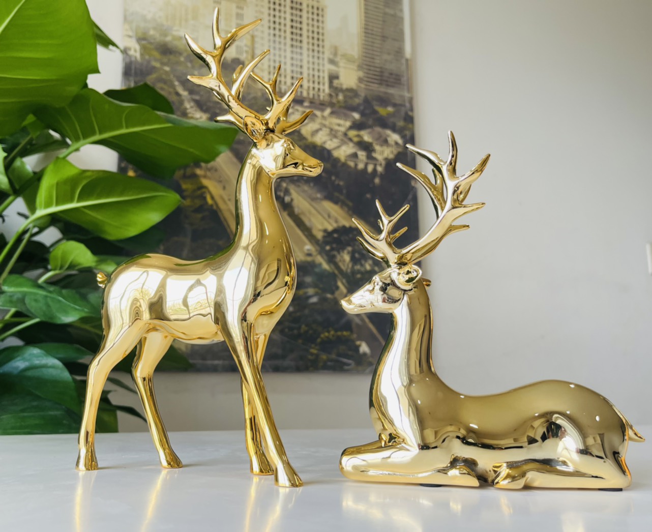 Cặp Hươu tài lộc decor nhà ở, làm quà tặng Sếp, tặng tân gia, sinh nhật 1308D-J