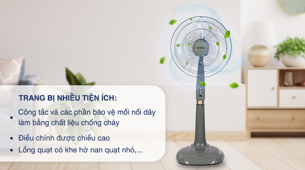 Quạt đứng Senko DH1600 Có hẹn giờ - Hàng chính hãng, giao màu ngẫu nhiên