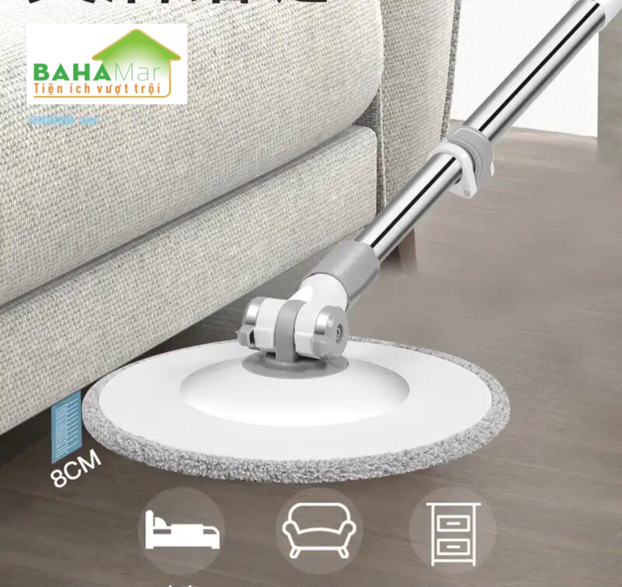 BỘ CÂY LAU SÀN CHẬU GIẶT VẮT GIẺ CÓ TÁCH BỎ NƯỚC BẨN BAHAMAR thuận tiện lau và giặt giẻ