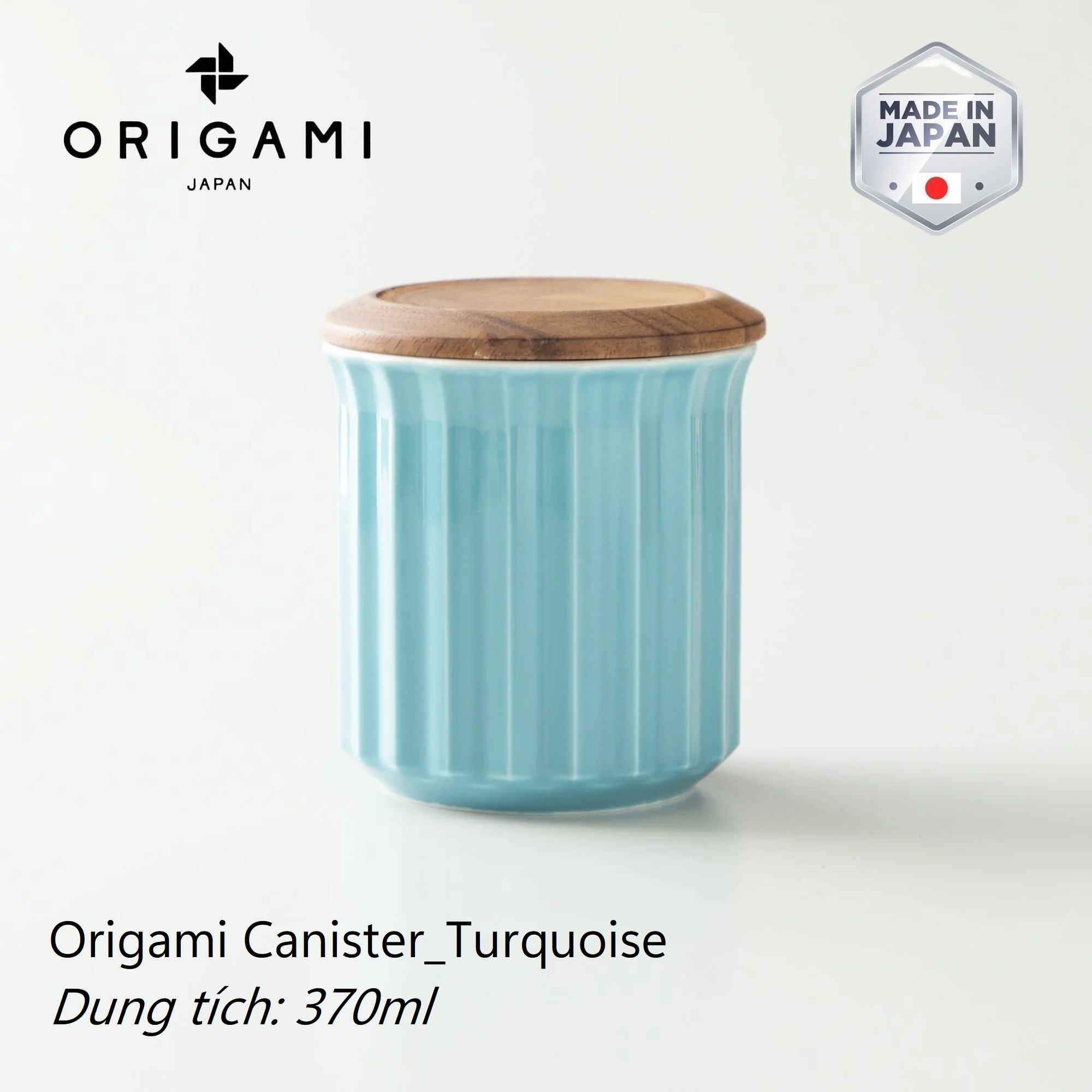 Hũ lọ sứ nắp gỗ Origami đựng cà phê trà 370ml