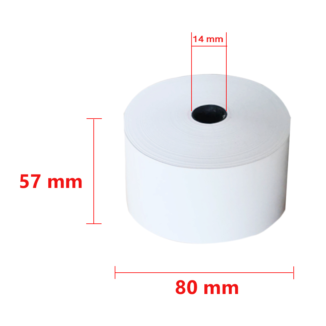 Thùng 50 cuộn Giấy in nhiệt K57 dùng in hóa đơn VAYO Kích thước 57 x 80 mm - định lượng 65gsm - In rõ nét - Lõi siêu nhỏ - Hàng chính hãng