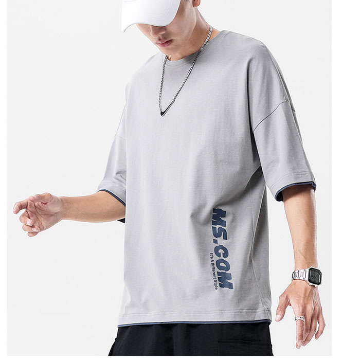 Áo thun nam form rộng giả 2 áo ArcticHunter, thời trang trẻ, phong cách Hàn – Xám – XXL