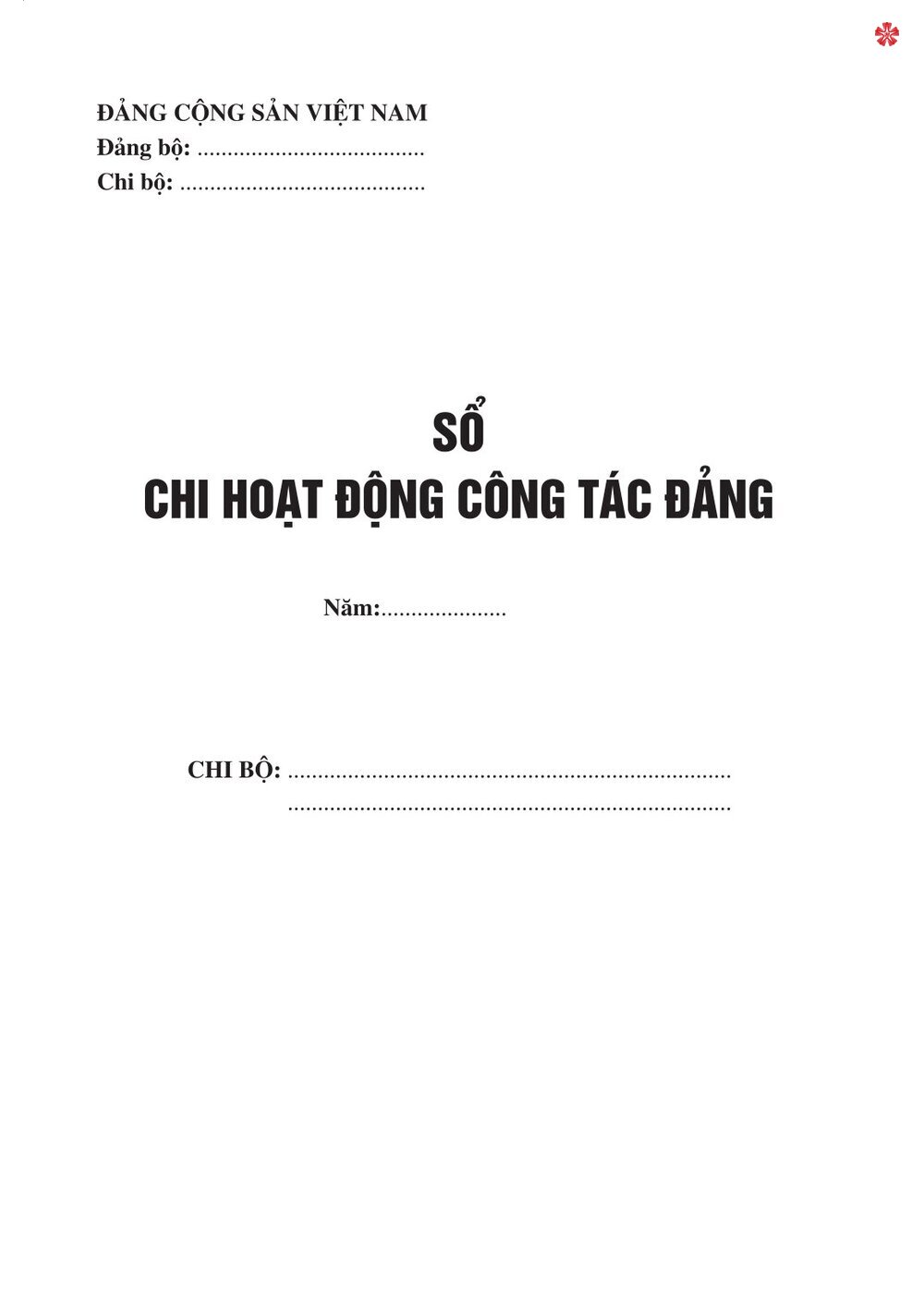 Sổ chi hoạt động công tác Đảng - bản in 2024