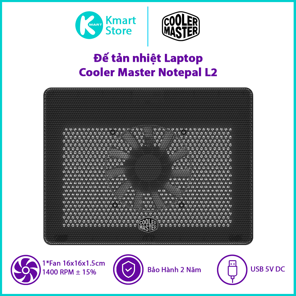 Đế tản nhiệt laptop Cooler Master NOTEPAL L2 - Hàng Chính Hãng