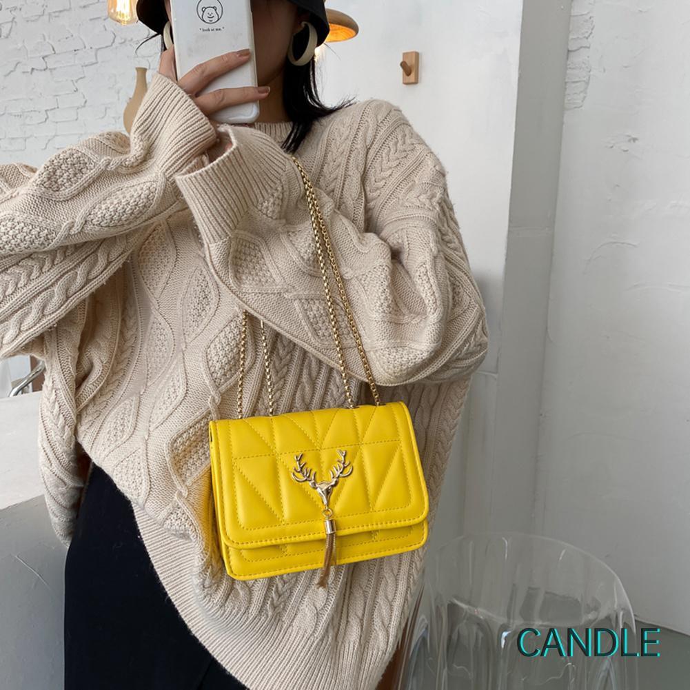 Túi Đeo Chéo Da Pu Phối Tua Rua Thời Trang