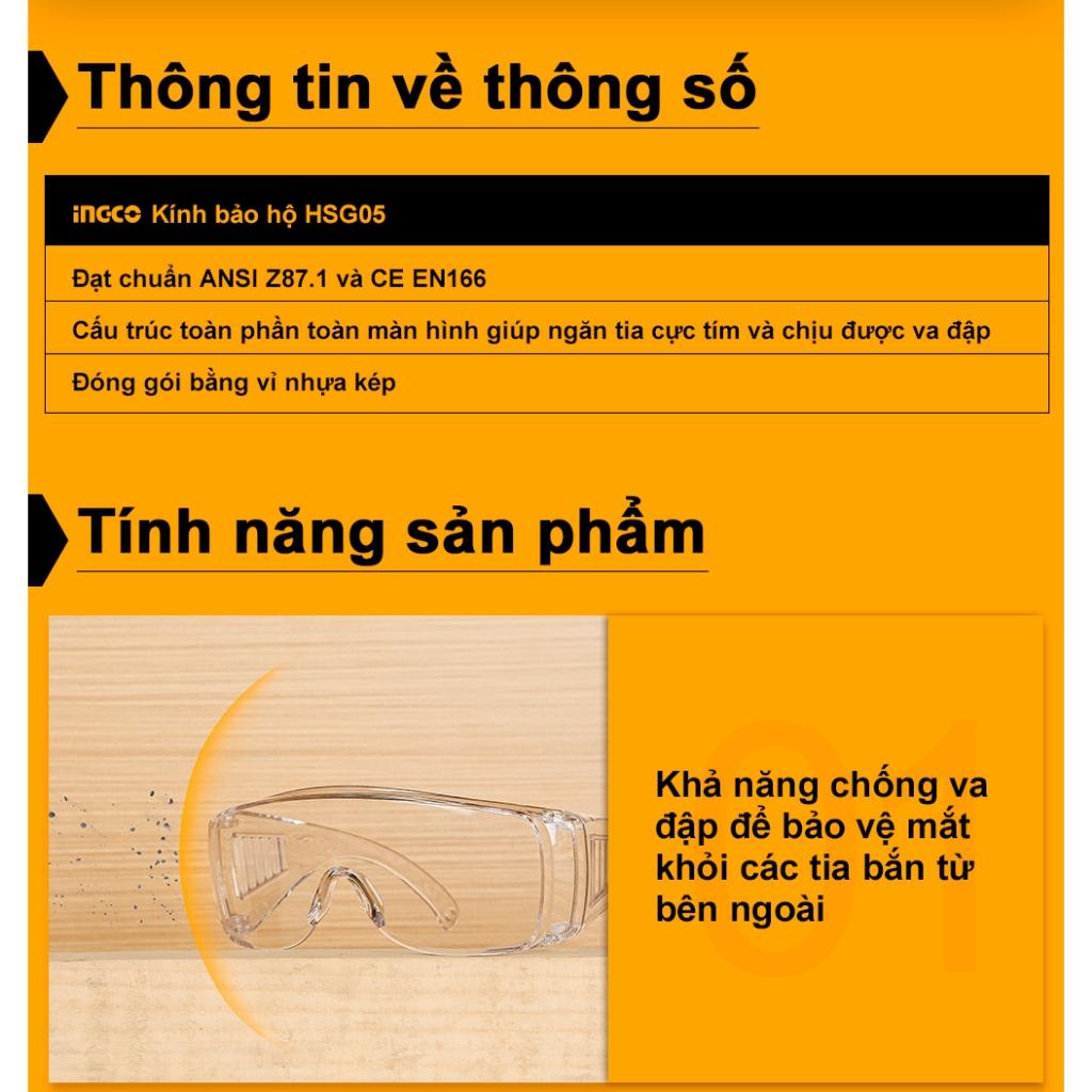 Kính an toàn chống bụi INGCO HSG05