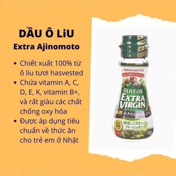 Dầu oliu Ajinomoto Olive Extra Virgin Nhật 70g