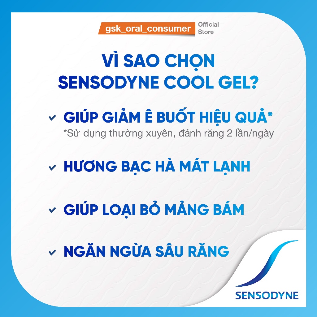 Kem đánh răng SENSODYNE Cool Gel - mát lạnh (100g)