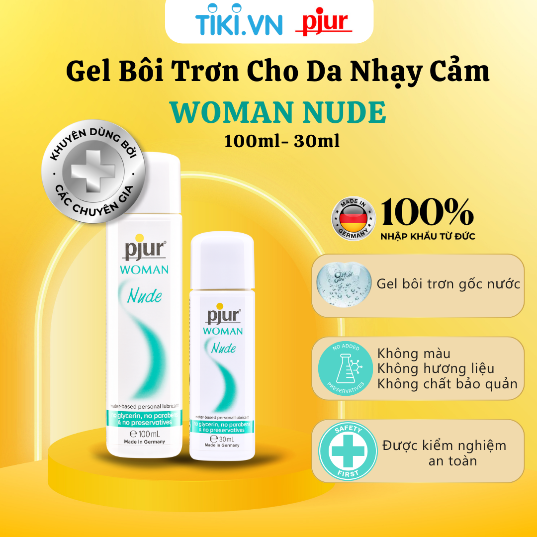 Gel bôi trơn gốc nước PJUR Woman Nude chai 100ml dành cho nữ đặc biệt dành cho làn da nhạy cảm an toàn lành tính