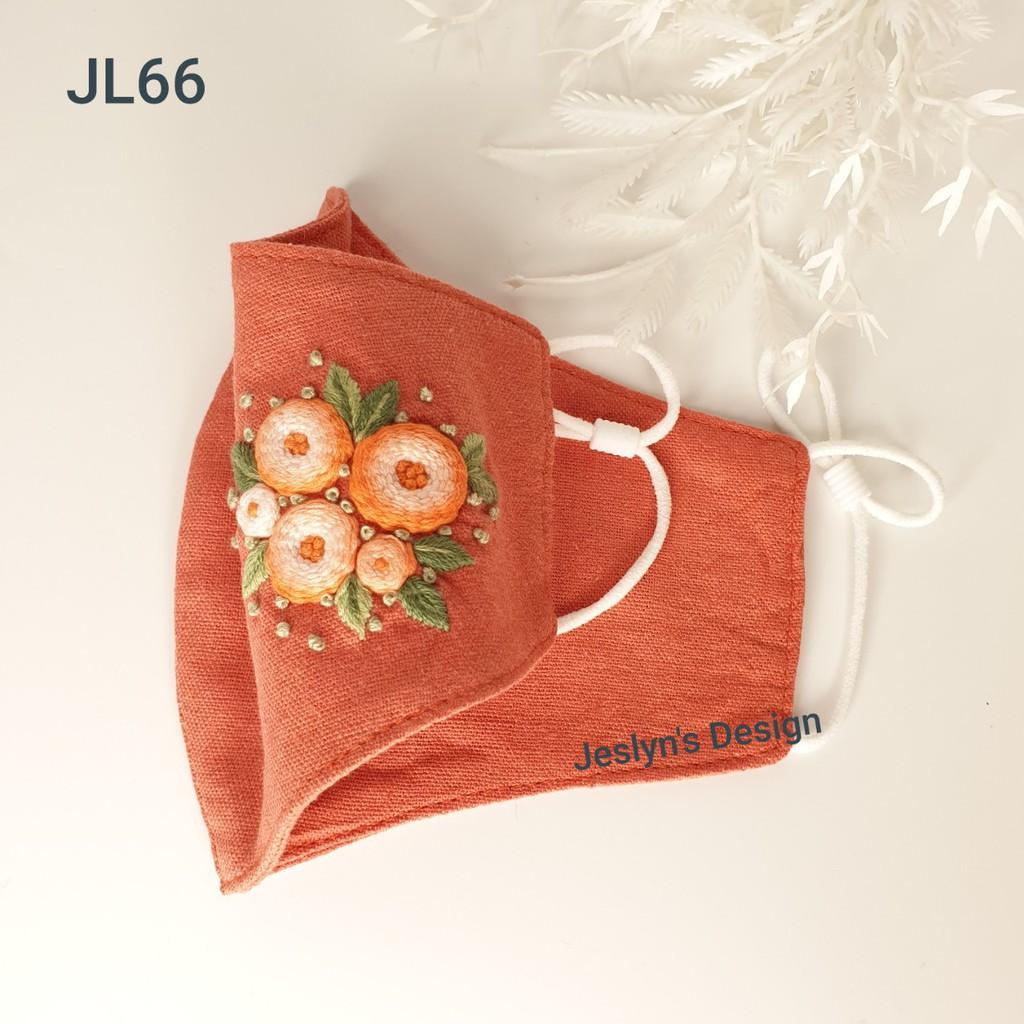 Khẩu trang thêu tay vải linen JL66