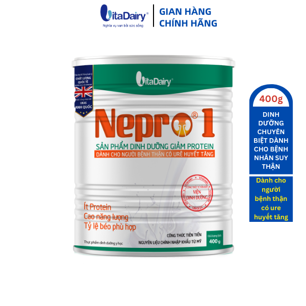 Sữa bột Nepro 1 400g dành cho người bệnh thận chưa chạy thận - VitaDairy