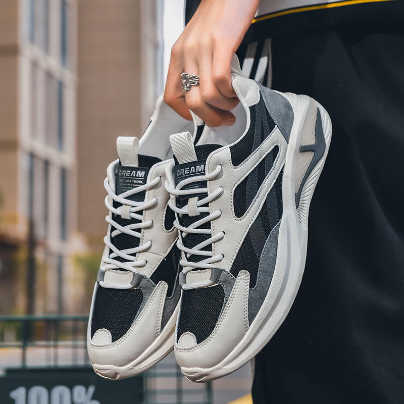 Giày Thể Thao Nam GEMI - Giày Sneaker Màu Trắng Viền Vàng - Trắng Viền Đen, Giày Thể Thao Mẫu Mới Hot Trend 2022 - G5195