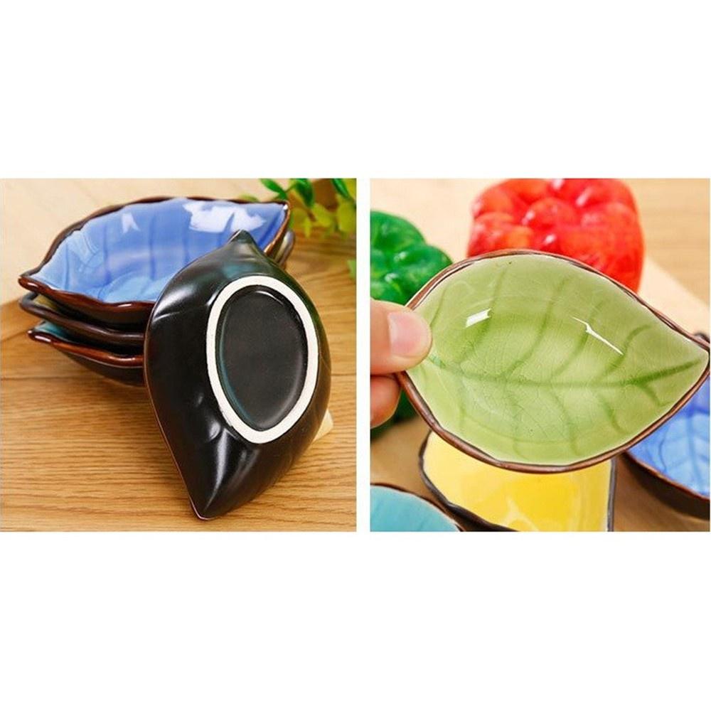 Đĩa Khay Đựng Gia Vị Hình Lá Sứ - Chén Bát Nhỏ Đựng Nước Mắm, Đồ Chấm