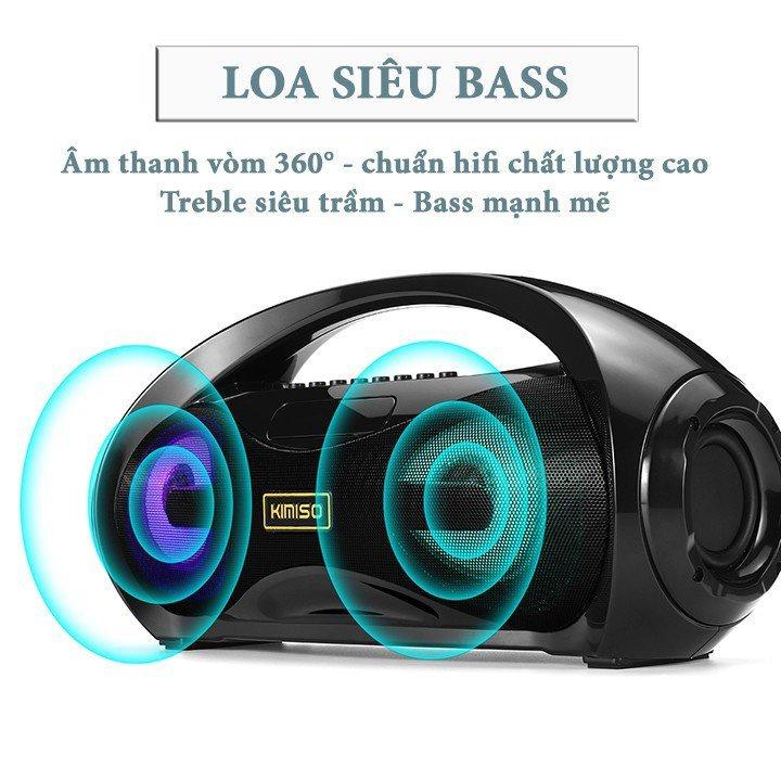 Loa Bluetooth Kimiso KM-S2 Xách Tay - Tặng Kèm Mic Hát - Siêu Bass - PIN 10000 MAh - Hàng Loại I Chuẩn