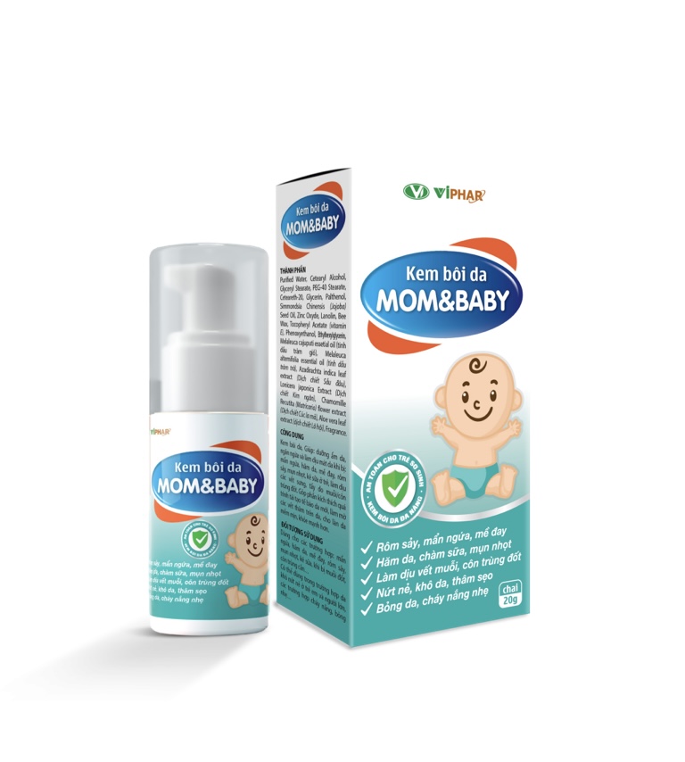 Kem Bôi Da Mom&amp;Baby Viphar giảm rôm sảy, mẫn ngứa, hăm da, ngứa sưng tấy da do muỗi đốt, chai 20g