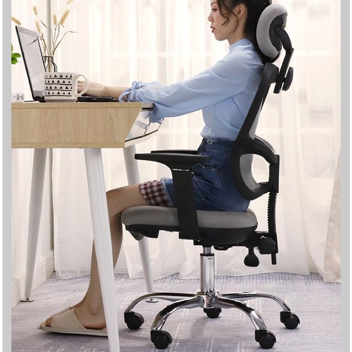 Ghế lưới xoay văn phòng tựa đầu HP037, Ghế văn phòng làm việc chân xoay cao cấp mới nhất 2021